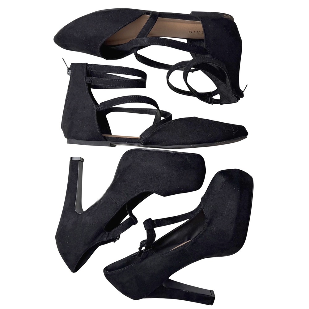 Torrid Heels & Strappy Flats Bundle Black Faux Suede Goth Dark Academia 11W